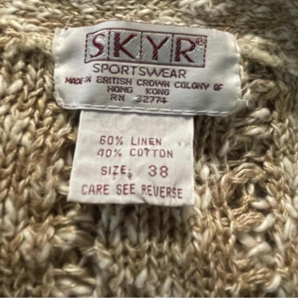 Vintage Knit Cardigan Sweater Women’s XL Floral V-Neck‎ Long Sleeve Linen Cotton - Picture 7 of 8